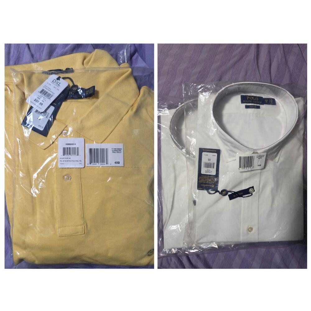 NWT Polo Ralph Lauren Big & Tall Bundle Yellow Polo + White Dress Shirt